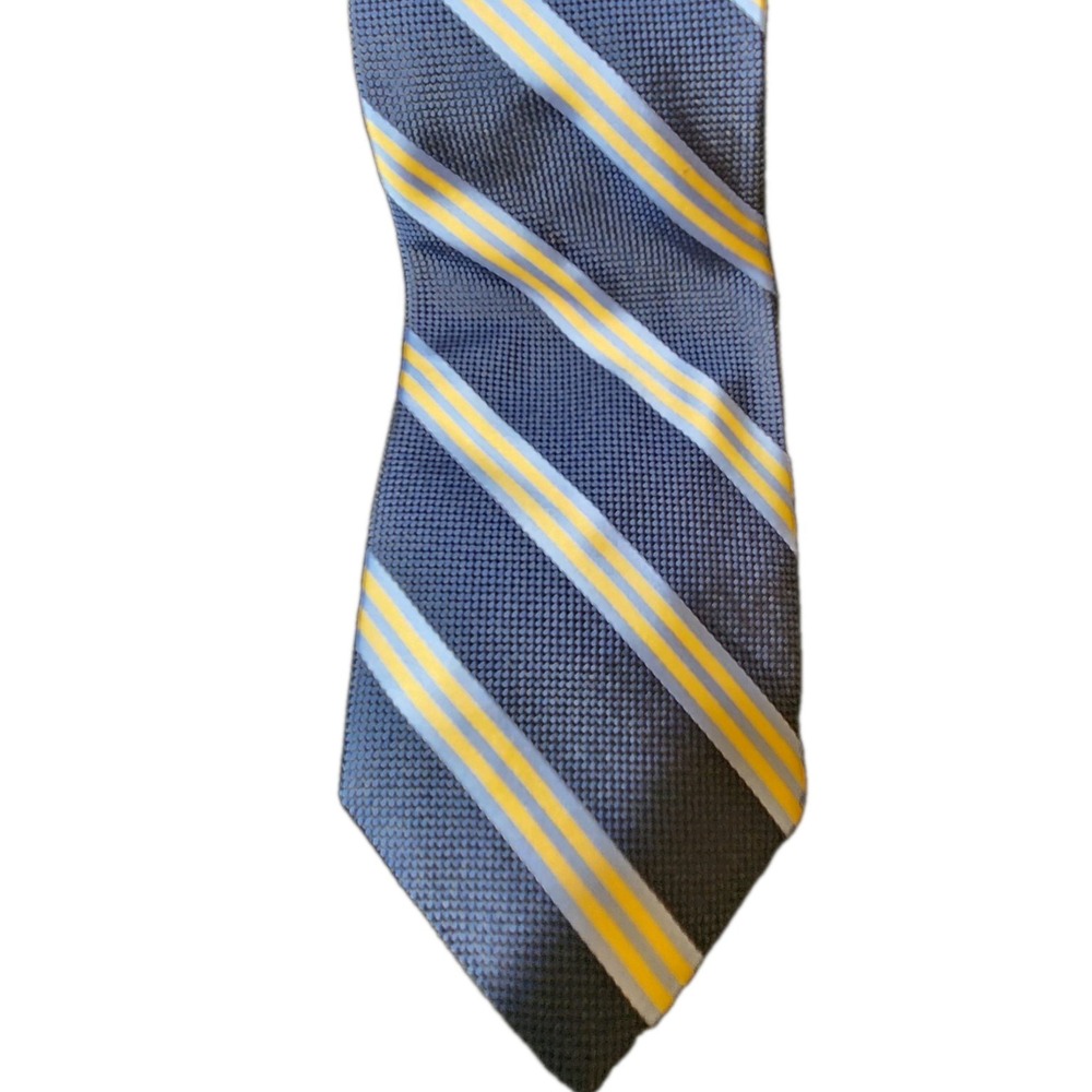 "346" Blue And Yellow Striped 100% Silk Brooks Brothers Classic Men's Neck Tie